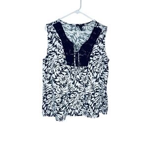 French Laundry Black and White Floral Blouse